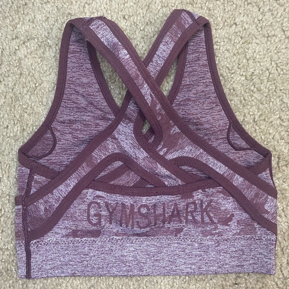 GYMSHARK Camo Seamless Sports Bra Berry - Picture 1 of 5